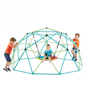 Summervibes VEVOR Climbing Dome, 10FT Geometric Dome Climber with Saucer Swing, 1000LBS Loading Kid's Jungle Gym Playground, Easy-Assembly Outdoor Backyard Climbing Equipment for Boys Girls 3 to 10 Years Old