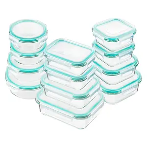 12 Pcs Reusable Glass Meal Prep Containers Airtight Leak Proof Bento Boxes for Office Lunch Family Use