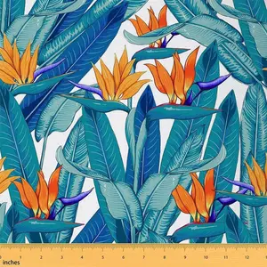 Tropical Floral Upholstery Fabric by The Yard,10 Yards,Beautiful Palm Leaves Branches Reupholstery Fabric,Summer Plants Fabric for DIY Projects