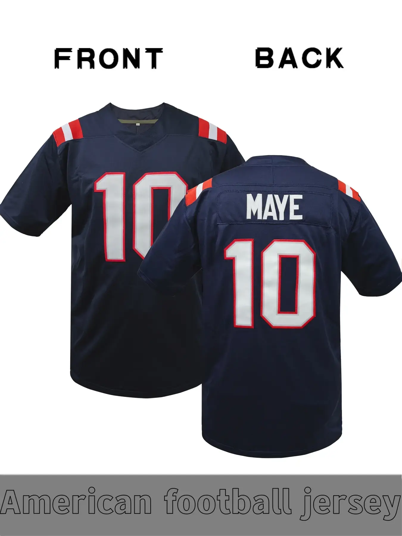 Men's #10 Embroidered Retro American Football Jersey, New England Classic MAYE jersey, Fan Favorite Sports Clothing