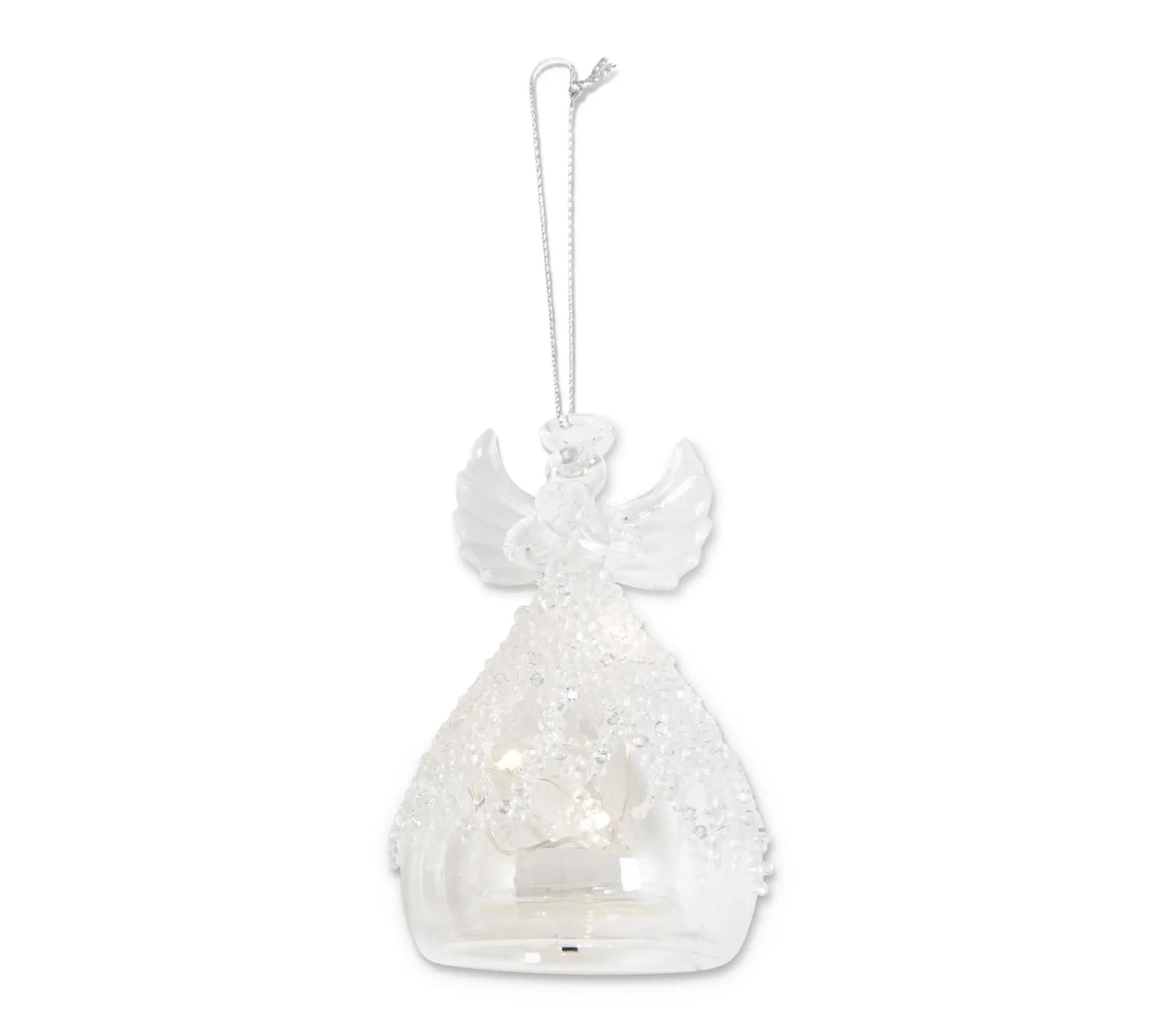 RC Home Decor 4" Handcrafted Glass Bead LED Angel Orn.