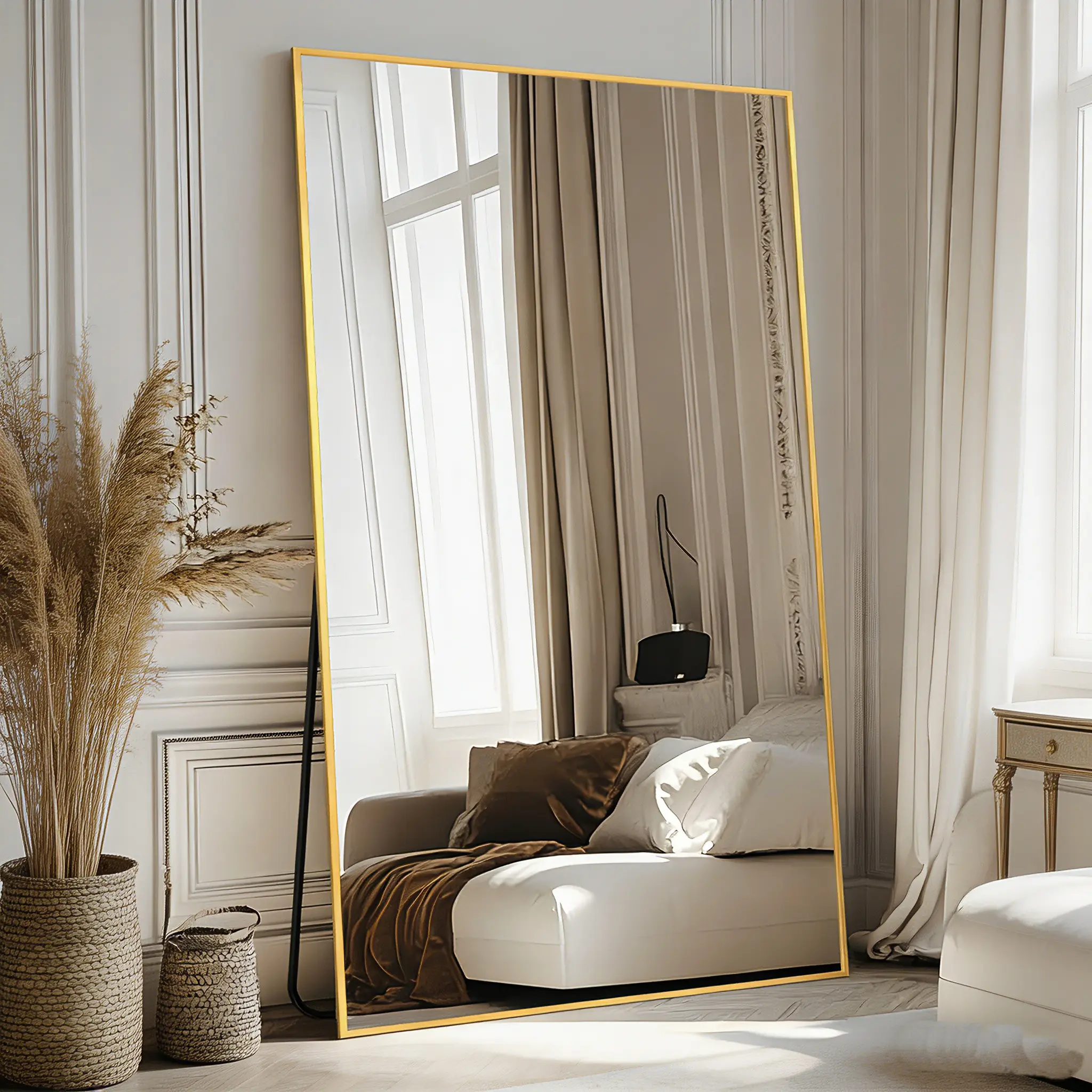 71"x26" Extra Large Aluminium Frame Arch Design Full Body Standing Mirror - Durable, Lightweight with Stand, Hanging Wall/Door Decor for Bedroom Makeup Vanities Indoor Furniture