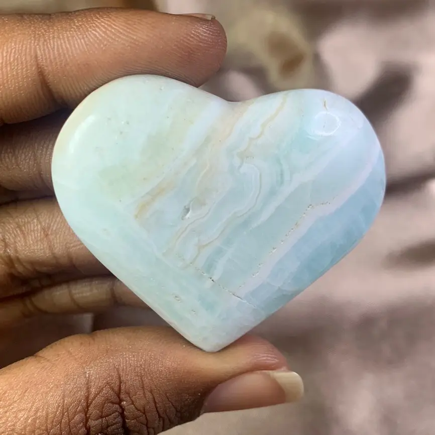 Natural Blue Aragonite Crystal Heart