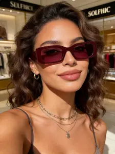 Fashionable Women's Wine Small Frame Summer Vintage Trendy Casual Sunglasses, Retro Y2K Style, Perfect for Streetwear and Music Festivals, Trendy Accessory