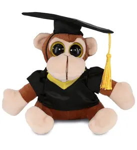 DOLLIBU Polyester Soft Plush Graduation Stuffed Monkey Toy - 6' Big Eye Stuffed Animal, Soft Cuddly Gift, Stuffed Animal Gifts