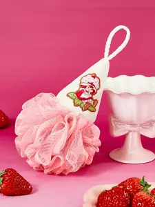 Strawberry Shortcake 1 Cute Strawberry Girl Cone Bath Ball, Bath Sponge, Super Soft Foam Mesh For Bath, With Lanyard Attached.