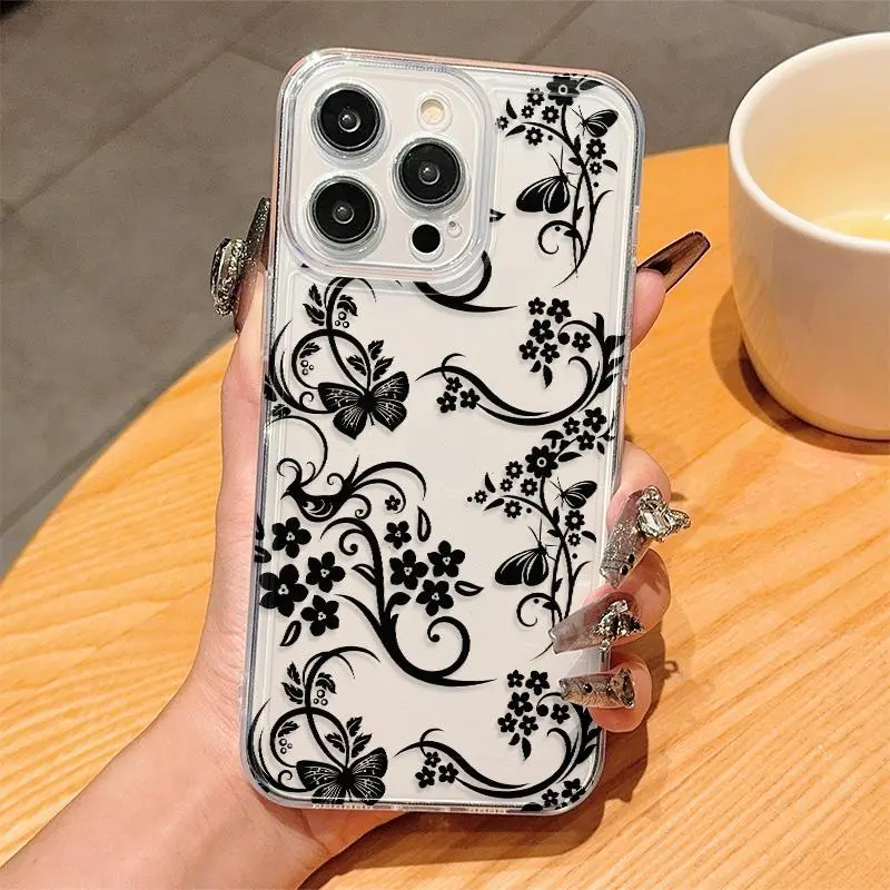 Floral Pattern Phone Case, Anti-drop Cellphone Protective Case, Total Protective Shockproof Mobile Phone Cover for iPhone 6 7 8 9 X XS XR 11 12 13 14 15 16 Pro Max Plus