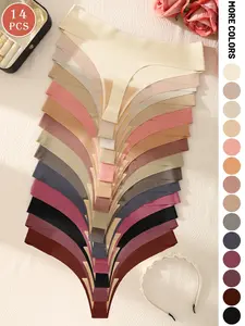 14 Pcs Thin Women's Underwear Sexy Solid Color Triangle Panties Low Waist Seamless Ladies Lingerie, Slim-Fitting All Seasons