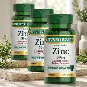 Nature’s Bounty Zinc 50 mg Supplement for Immune Support and Antioxidant Protection, Promotes Skin Health, Daily Zinc Formula, High Potency Gluten Free Vegetarian Made in USA