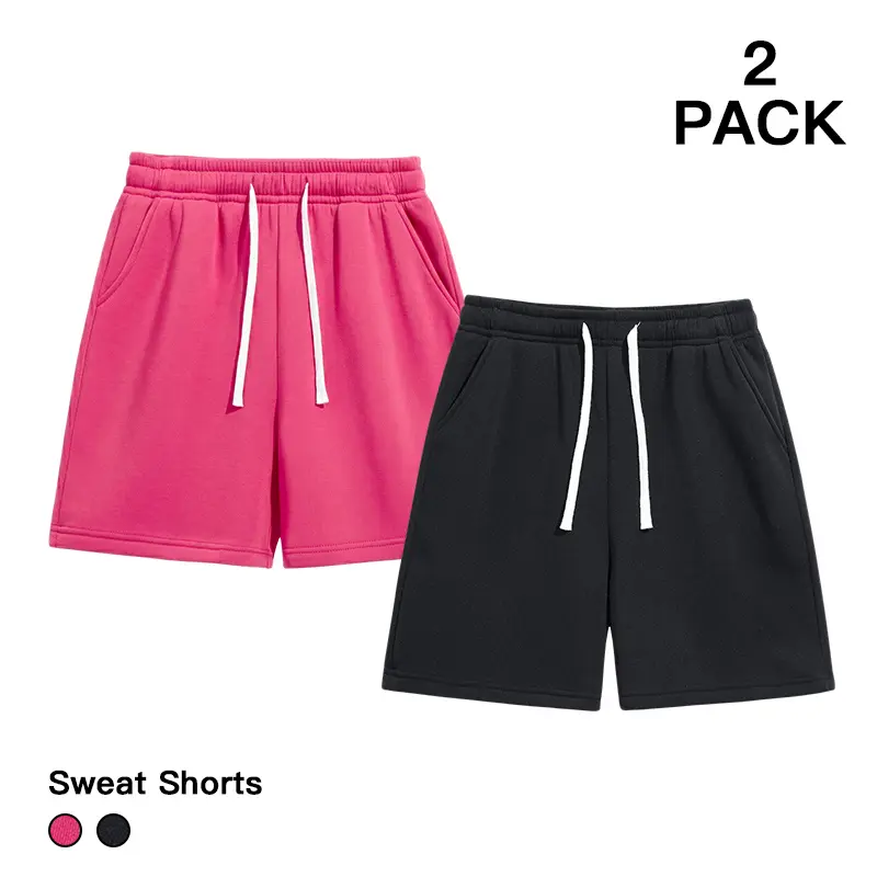 Men's 2-Pack Basic Solid Color Sweat Shorts, Loose Fit, Elastic Waist for Gym Workout & Daily Casual Wear