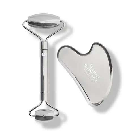 Stainless Steel Facial Roller + Gua Sha Set