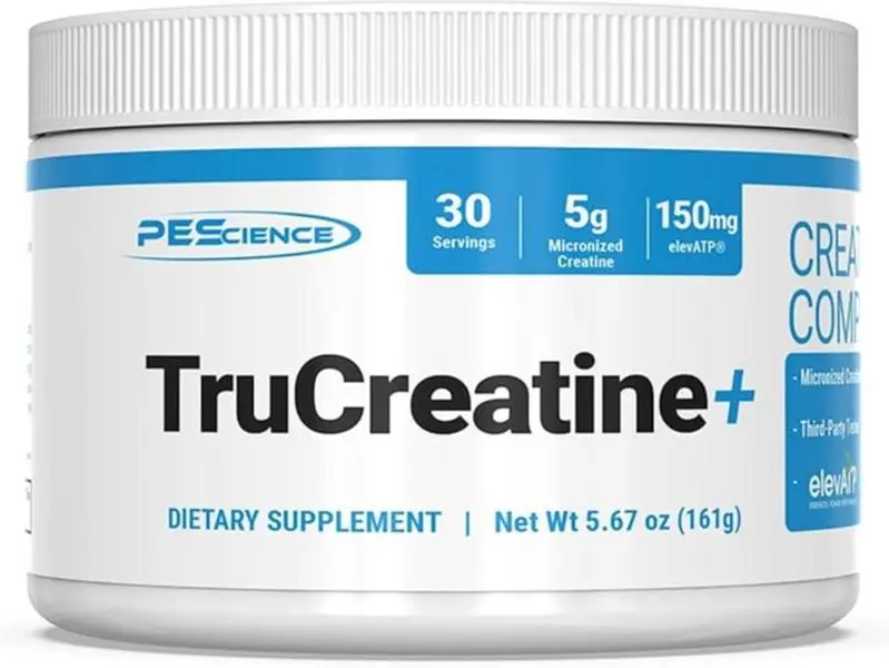 PEScience TruCreatine+ Creatine Monohydrate Powder, Micronized Creapure Creatine for Women & Men, Supports Muscle Growth, Strength & Recovery, Cognition, 30 Servings, Unflavored