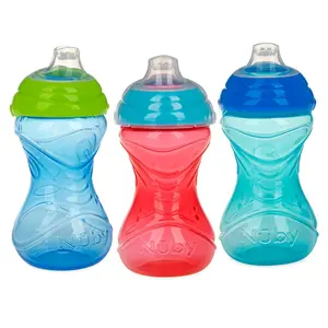 Nuby Clik-It Soft Spout Easy Grip Sippy Cup for Boys - (3-Pack) 10 Oz - 6+ Months
