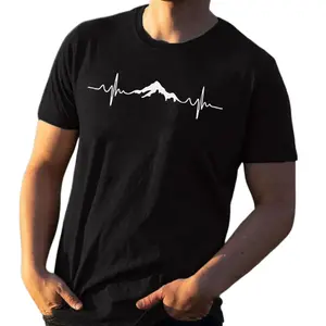 Women's shirt Men's Simple Outdoor Mountain Printed Casual Short-sleeved T-Shirt 100% Cotton Relaxed Fit Top