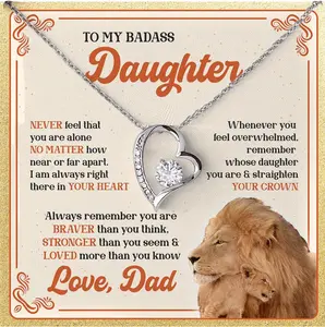 Mothers Day Gifts for Daughter from Father - To My Badass Daughter Necklace from Dad, Jewelry Gift From Daddy on Graduation, Birthday Gift For Girl, Gift For Anniversary, Graduation Gifts from Dad, Daughters Jewelry Gift Box