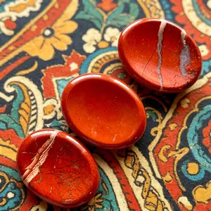 Red Jasper Worry Stone Anxiety Relief | Earthy Pocket Healing Crystal, Smooth Stress Relief Tool for Daily Carry