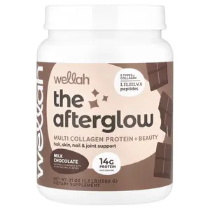 Wellah The Afterglow, Multi Collagen Protein + Beauty, Milk Chocolate, 1.3 lb (588 g)