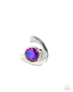 Curly Combination - Purple UV Gem Silver Ring - Paparazzi