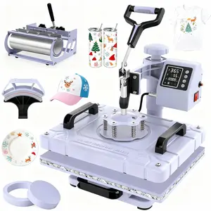 12x15 Heat Press Machine 5-in-1 Swing Away Combo with Digital Display for 30OZ & 20OZ Tumblers T-Shirts Hats Plates Multifunction Sublimation Transfer Professional 5-in-1 System，DIY Christmas Gifts