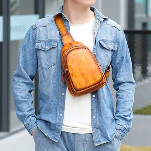 NIUCUNZH BAG Unisex crossbody bag made of genuine leather; anti-theft design; vintage-style bag; small shoulder bag with an adjustable strap; perfect for daily use, travel, and the office; an ideal gift for birthdays, holidays, and special occasions