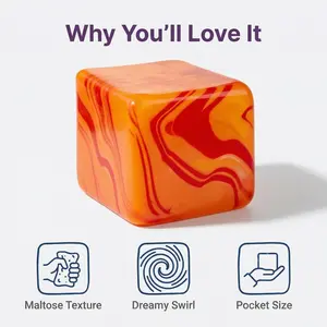 Pocket Stress Cube! Orange Marbled Fidget Toy for Anxiety, Calm Your Nerves Anytime Anywhere