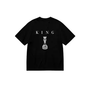 [Chess King Top] Casual Short-Sleeve Round Neck Top for Men Featuring a Black Chess King Pattern