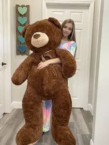 5 Feet Giant Plush Bear Dark Brown Teddy Bear with Smiling Face Premium Stuffed Toy for Girlfriend Kids Valentine's Day Christmas Gift Teddybear