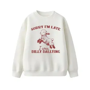 Sorry I'm Late I Was Dilly Dallying Shirt, Baby Lamb Sheep Sweatshirt, Cute Sheep Hoodie, Funny Animal Sayings Shirt, Funny Sheep Meme T-Shirt