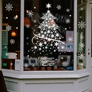 Christmas Window Clings Set, Snowflakes & Stars Static Cling Stickers, Window Decorations Supplies, Holiday Decorations for Home, Mall, Hotel Windows