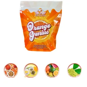 ORANGE GENIUS JUICE BERAGE -30 SERVINGS NATURAL INGREDIENTS FOR ENERGY AND CONCENTRATION IDEAL FOR HEALTHY LIVING.