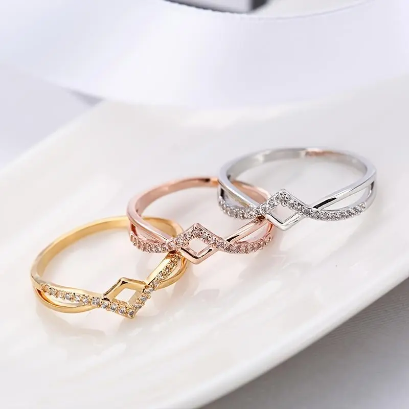 New Minimalist Micro-set Zirconia Ring, Ring-On-Ring Rings, Teeny Tiny Rings