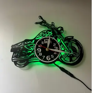 Cool Motorcycle LED Clock, Multicolor Gloss Hanging Wall Decor, Ideal for Motorbike Enthusiasts, Trendy Young Adults, Unique Home Decoration