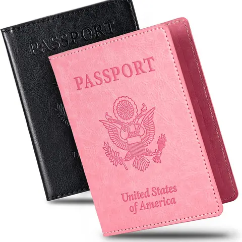 [New Deal] 2 Pcs Passport holders，Ultra Slim passport wallet，PU Leather Passport Cover for Women and Men