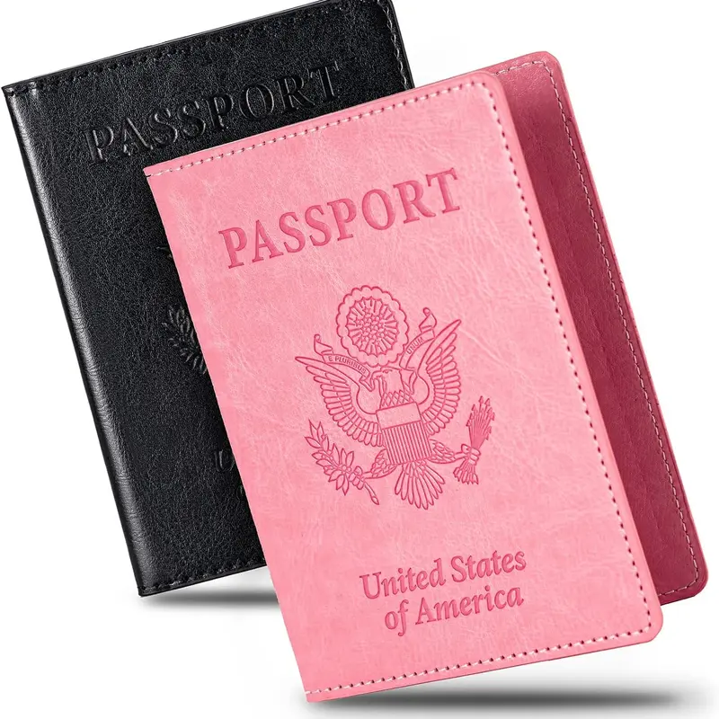 [New Deal] 2 Pcs Passport holders，Ultra Slim passport wallet，PU Leather Passport Cover for Women and Men