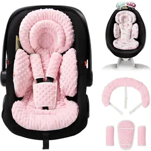 Infant Car Seat Insert with Extra Cushion for Preemie to Toddler, Reversible Newborn Carseat Insert for Baby Head Body Support, Fits for Stroller, Baby Swing, Bouncer - Dots, Pink