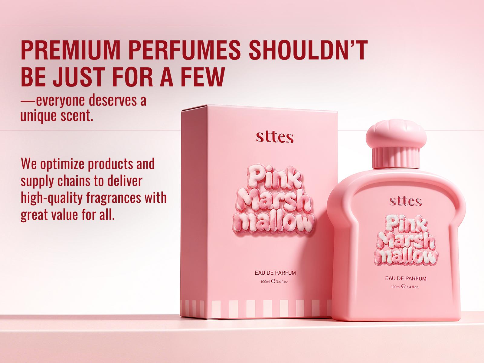 New Sttes Marshmallow Perfume for Women, Sweet Gourmand Perfume with Marshmallow, Strawberry, Vanilla & Musk, Long Lasting Fragrance Spray, 100ml/3.4 fl oz,back to school