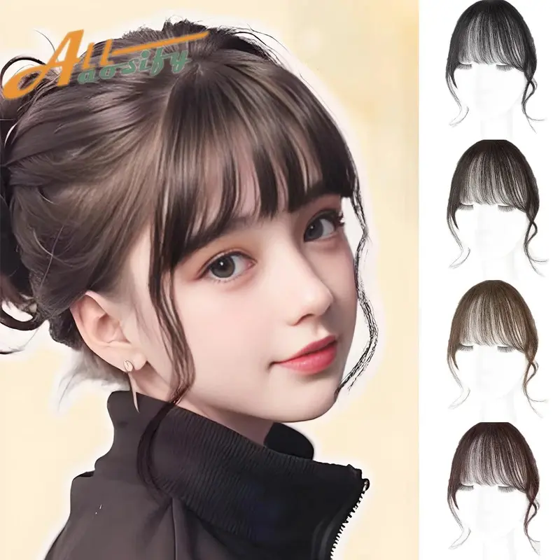 2026 New Synthetic Hair Clip In Double sideburns dragon whiskers bangs Invisible Front Fringes Clip in Hair Air Fake Hair Bangs For Girl