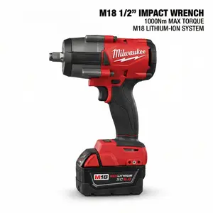 Milwaukee M18 FMTIWF12 18V Cordless Impact Wrench, 1/2 Inch Square Drive, Max Breakaway Torque 1000Nm, 3-Speed Adjustable IPM 0-2100, Fits M24 & Below High Strength Bolts, Heavy Duty Power Wrench for Auto Repair & Industrial Fastening job site