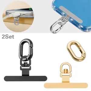Stainless Steel Phone Lanyard Patch, No Glue, Metal Spring Ring, Invisible Multi-Function Back Strap Replacement, Ultra-Thin Portable Accessory, Cell Phone Charm