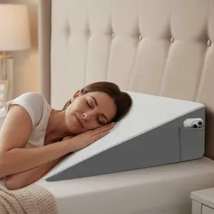 8 Inch Bed Wedge Pillow for Sleeping & Resting, Incline Wedge Pillow for Adults Seniors, Back Support & Leg Elevation, Cooling Memory Foam Top, Ideal for Couch Bedroom & Living Room
