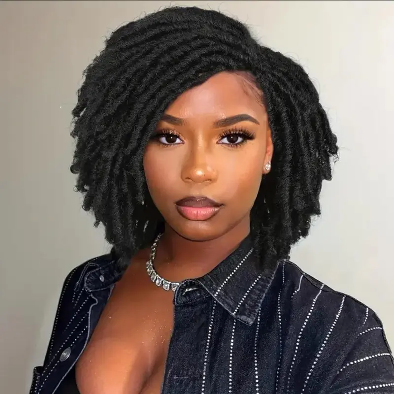 Short Twist Wigs for Black Women and Men, Afro Wig, 1 Count Synthetic Wig, Heatless Hair Styling Tools for Women & Girls, Synthetic Material Wigs, Convenient Wigs