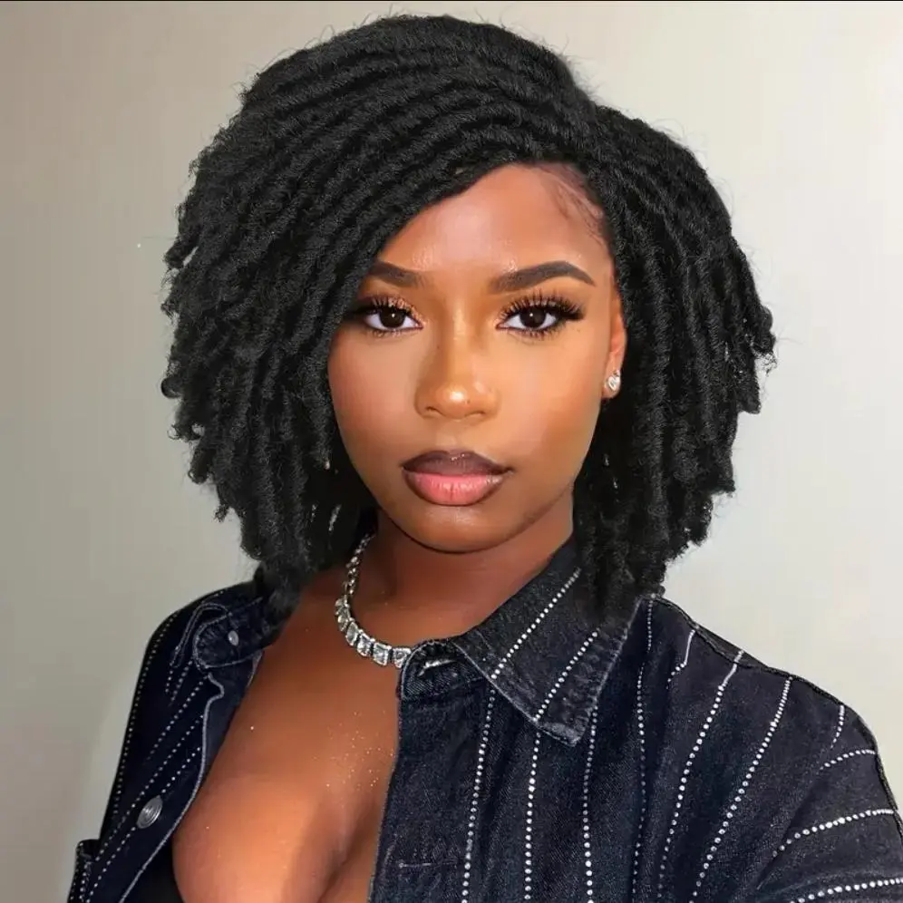 Short Twist Wigs for Black Women and Men, Afro Wig, 1 Count Synthetic Wig, Heatless Hair Styling Tools for Women & Girls, Synthetic Material Wigs, Convenient Wigs