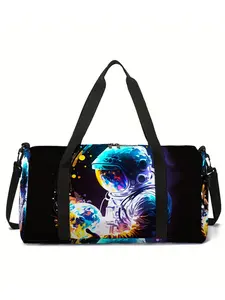 Planet Astronaut Pattern Large-Capacity Travel Duffel Bag, Portable Handheld Storage Bag
