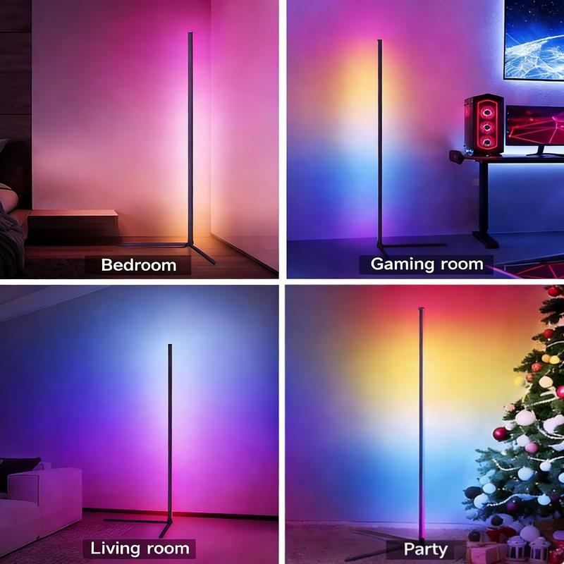 DAYBETTER L-Type RGB-Ic LED Corner Floor Lamp 56 Inch Dimmable Mood Lighting with Adjustable Warm Light, Minimalist Design, 16 Million Colors & App Control for Bedroom & Party, Focused corner/local glow (not full-house lighting)