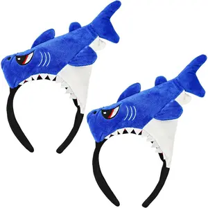 HY-HDW015 2 Packs Shark Headband, Shark Fin Headband Fish Hairdband Shark Costume Headpiece for Halloween Birthday Party