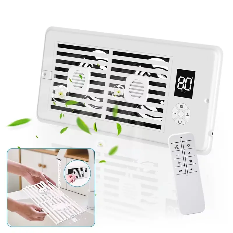 4” x 10” AC Vent Booster Fan, Register Booster Fan for Better Airflow & Cooling, 10-Speed Quiet Fan with Thermostat, Remote Control, Negative Ion & Easy Installation