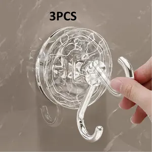 Suction Cup Hooks - 3 Pack Large Water-Resistant Shower Hooks, Heavy Duty Reusable Wreath Hanger Suction Hooks for Glass Window, Door, Bathroom, Kitchen