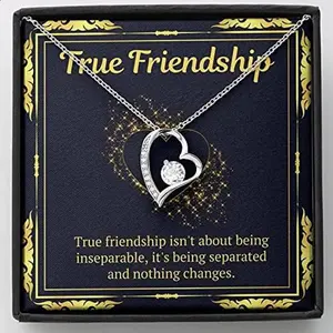 Best Friend Necklace, BFF Necklace, Best Friend Gift, BFF Jewelry, Friends, Quotes, Forever Love Necklace, Best friend forever, Gift for friend True friendship is not abot being inseparable. Necklace Jewelry With Meaningful Messages Card & Box