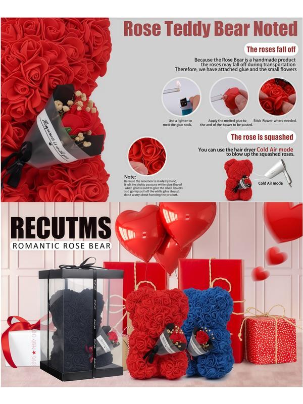 Handmade everlasting flower rose teddy bear themed gift box, ideal for dates for both men and women, must-have gift for Valentine's Day, anniversary gift or birthday gift, Halloween, Christmas bestseller