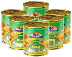 Rani Mango Pulp Puree (Makes Mango Lassi Shakes) Alphonso Unsweetened 30oz (1.875lbs) 850g Pack of 6 ~ Kosher | All Natural | NON-GMO | Vegan | No colors | Gluten Friendly | Indian Origin